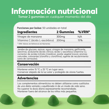 Líbrate De La Hinchazón, Los Antojos Y Sana Tu Intestino Con V-Gummies Vinagre de Manzana